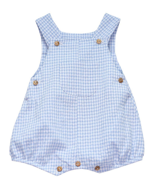 Basics - Blue Seersucker overall: 6m