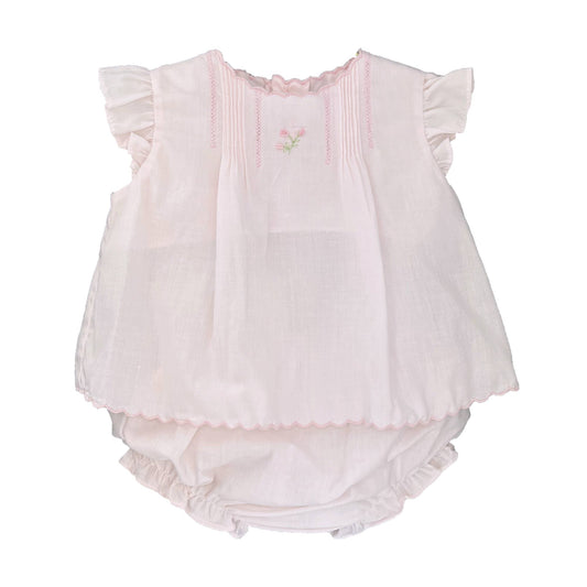 Flower Embroidered Heirloom Diaper Set: White / 3 Month