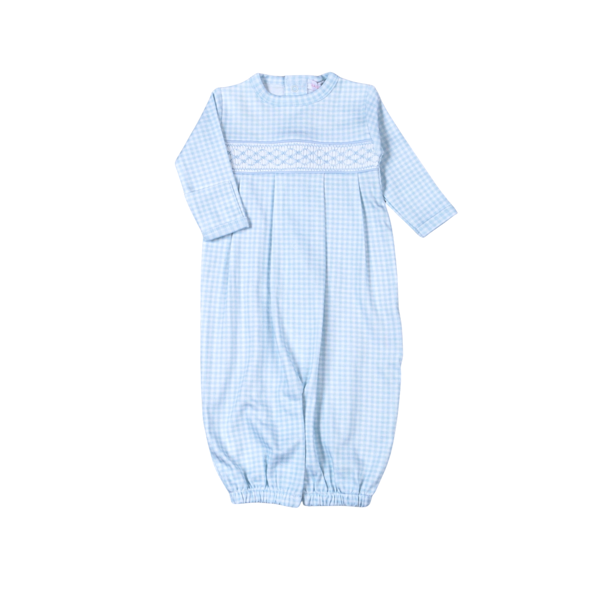 (0-3m) BGG-111 Blue gingham clsssic Pima Hand Smocked Converter: BLUE / BOY / 0-3m
