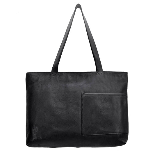 Noelle Handcrafted Leather Tote: Black