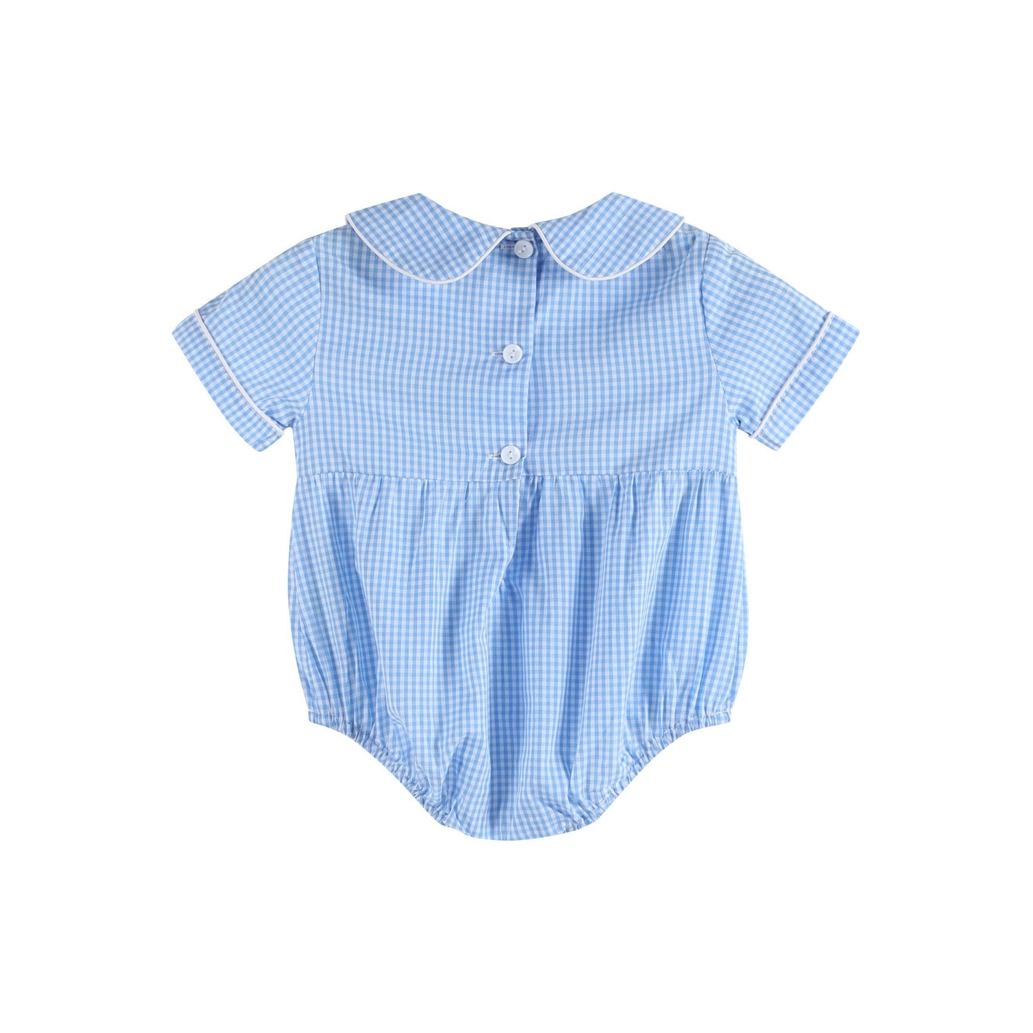 Light Blue Baby Brother Smocked Collared Romper: 3-6M