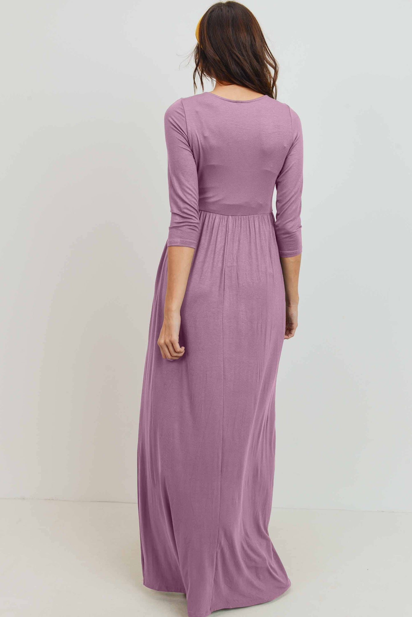 Blush / S: Surplice Quarter Sleeve Nursing Maxi Dress