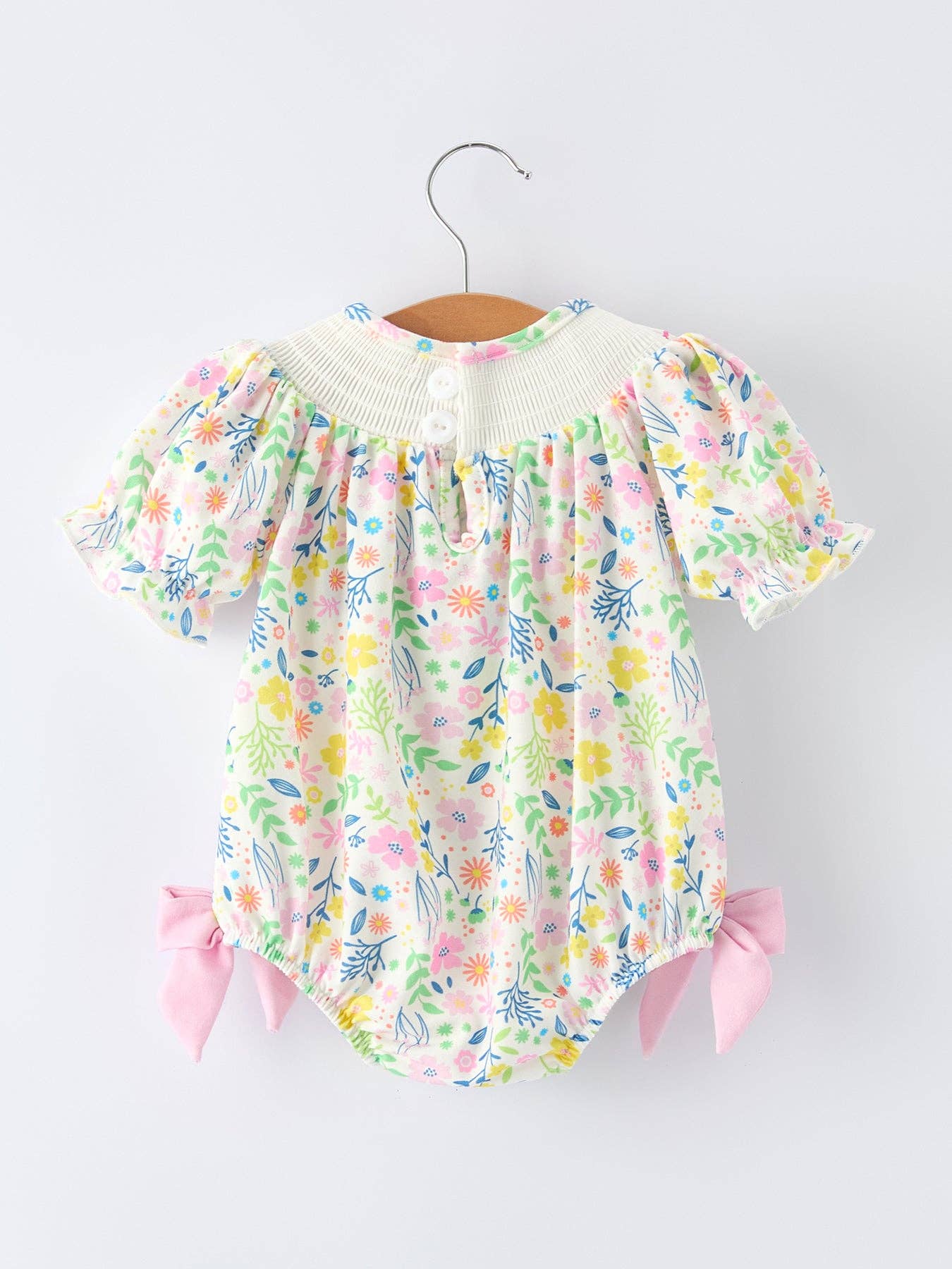 6M Easter Bunny Embroidered Pom-Pom Short-Sleeved  Girls Romper