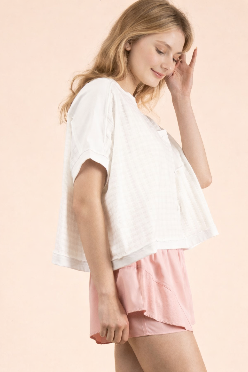 Dolman Sleeve Textured Knit Casual Top