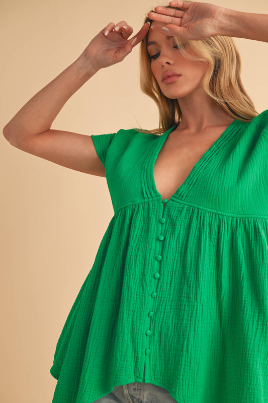 Large - 8275DD Florise Button Down Blouse 3: Oat / Coemporary