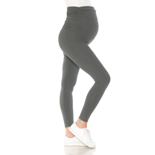 Buttery Soft Full Length Solid Maternity Leggings: Heather Charcoal / XL