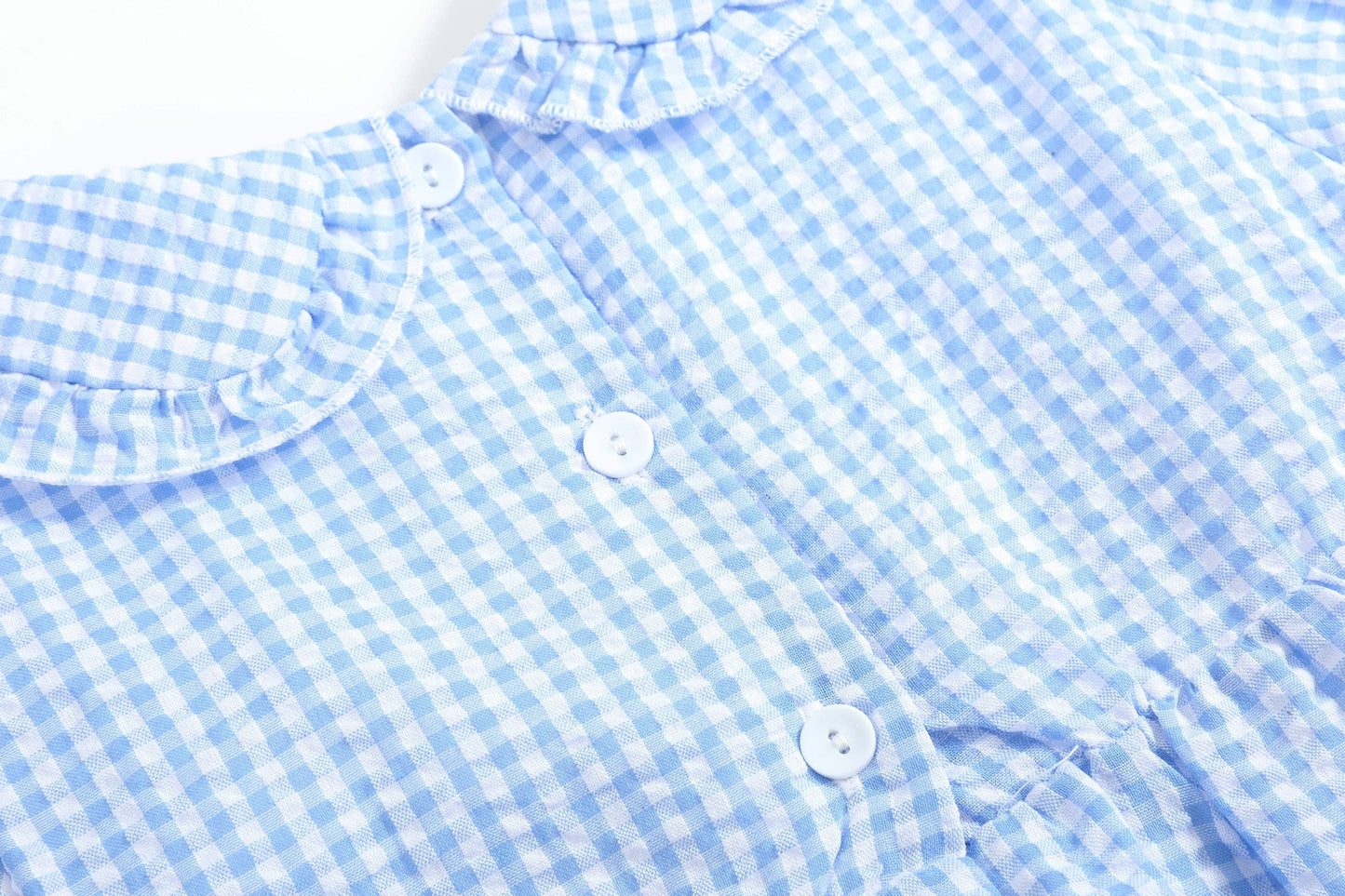 (2y) Light Blue Gingham Smocked Dress: 2T