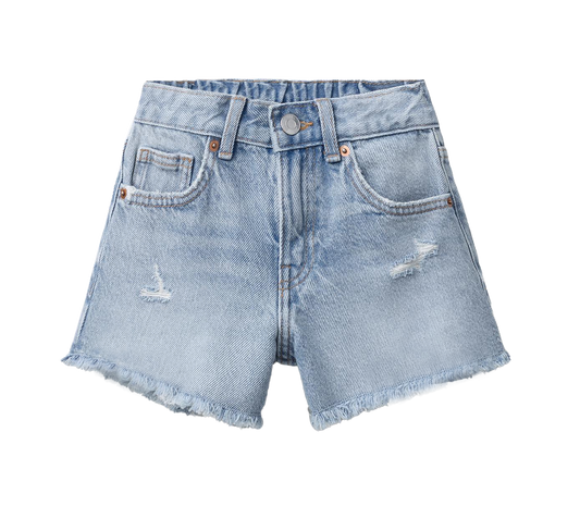 Light wash 135 / 10 - GIRLS' LILY RIPPED DENIM SHORTS W RAW HEM