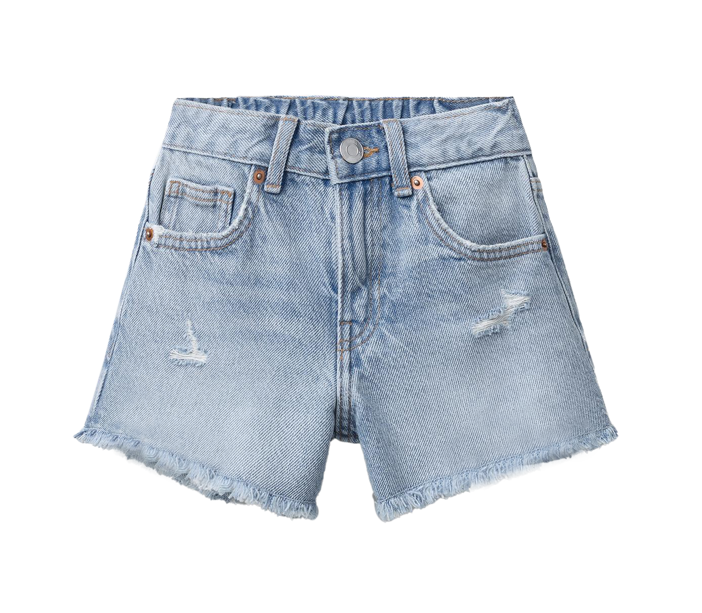 Medium wash 220 / 16 - GIRLS' LILY RIPPED DENIM SHORTS W RAW HEM