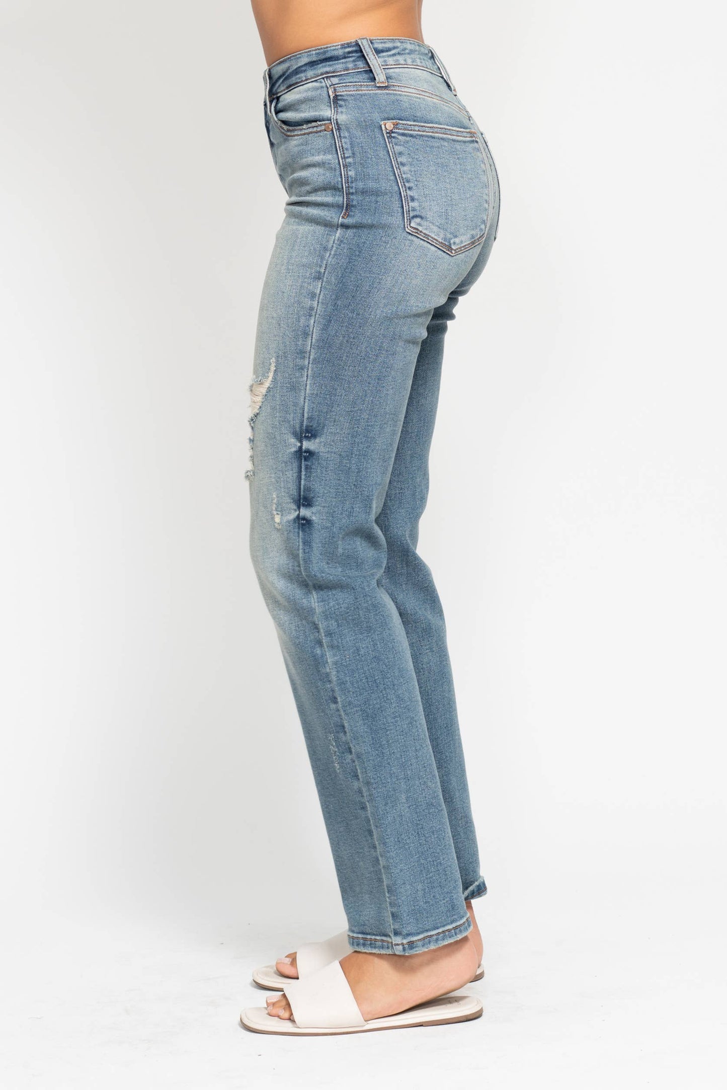 High Waisted Dad Straight Jean: MD / 9(29)