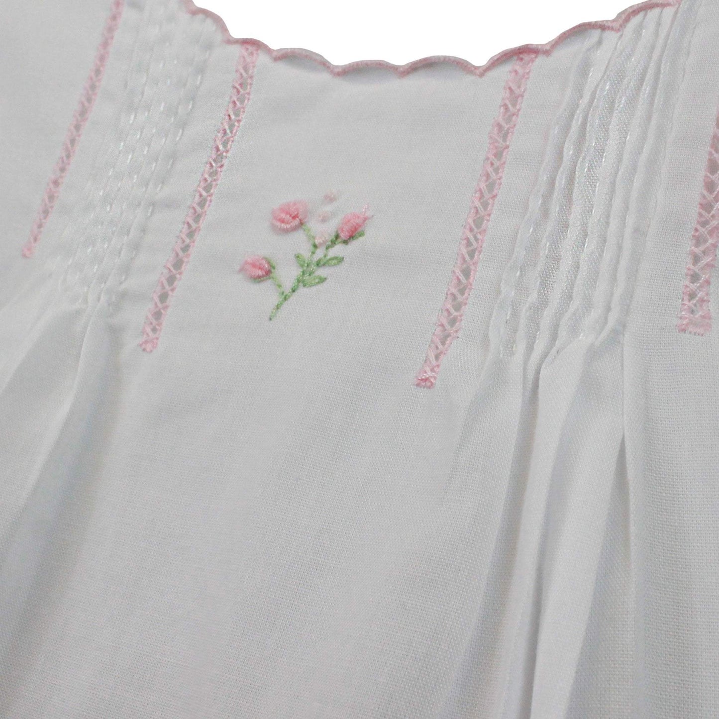 Flower Embroidered Heirloom Diaper Set: White / 6 Month