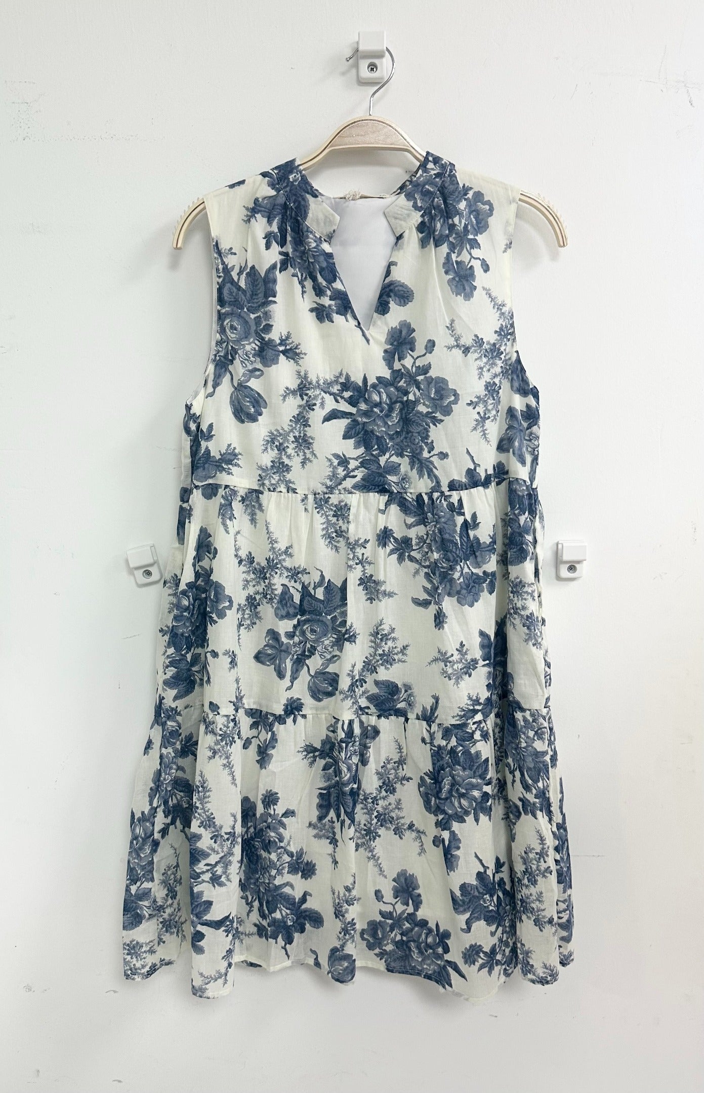 Sleeveless Tiered Dress, Blue Floral  Madilyn Paige Boutique