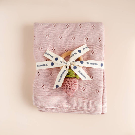 Heirloom Pique Blanket Blush Organic Cotton Baby Gift: Blush