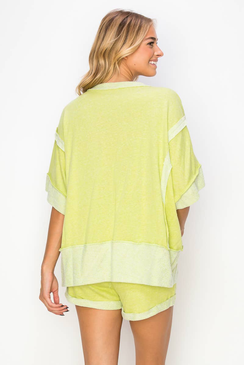 Oversize Reverse Contrast Banded Top