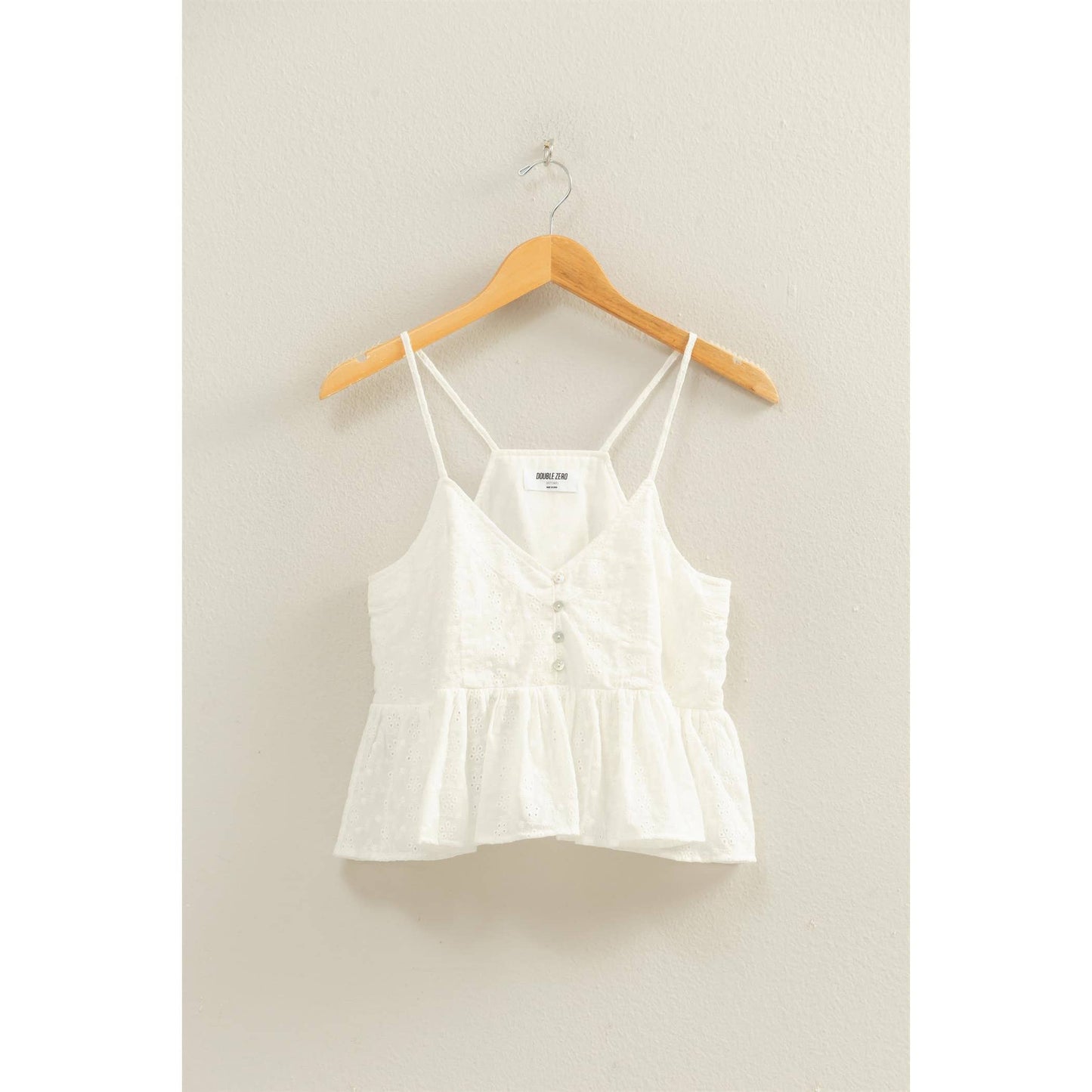 Eyelet Button Detail Peplum Top