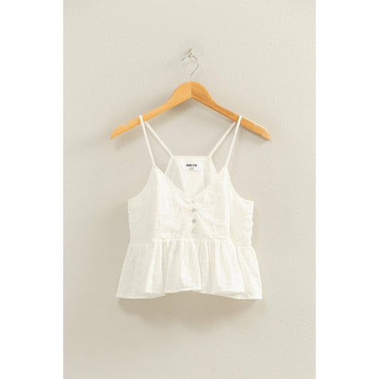 Eyelet Button Detail Peplum Top