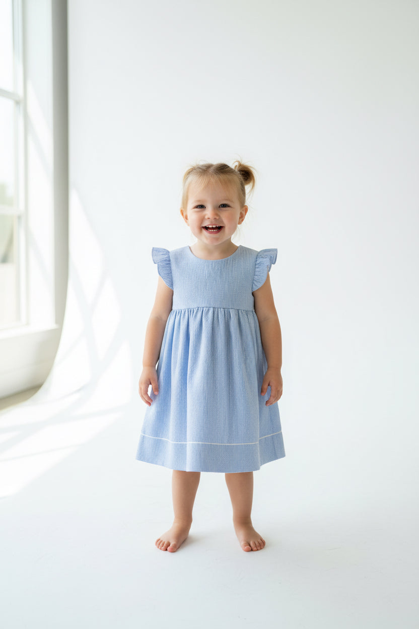 2T - Blue Seersucker Sundress