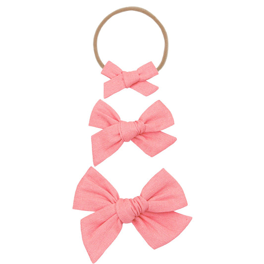 Linen Bow - Bubblegum Headband - Small