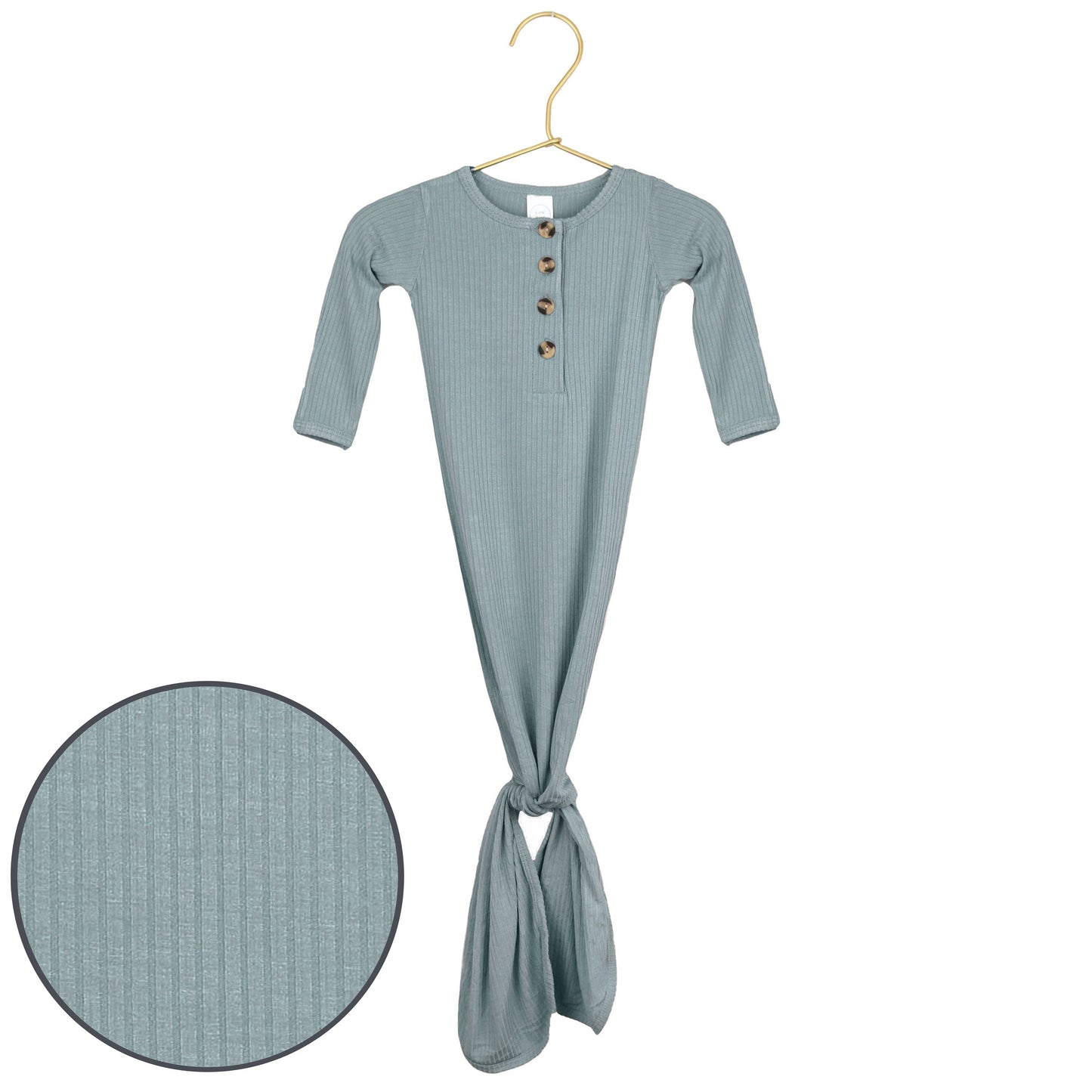 (3 Month) Ford Ribbed Knotted Gown - Newborn-3 Month