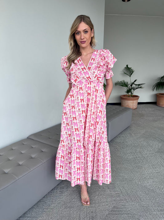Large - CC Pink Bow Maxi Dress