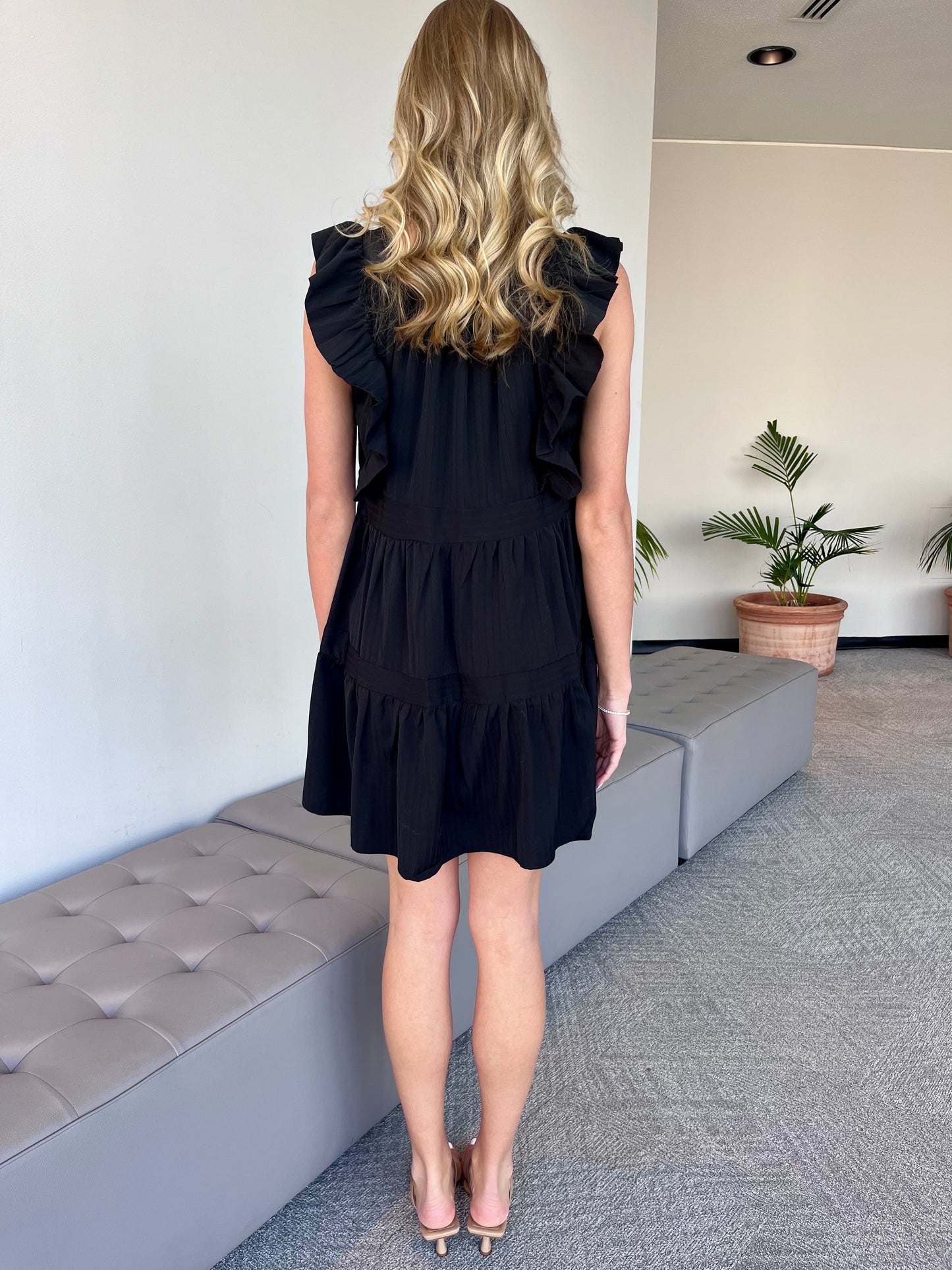 Large - CC Black Square Neck Tier Dress