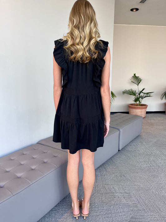 Large - CC Black Square Neck Tier Dress
