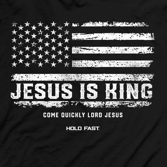 Mens T-Shirt Jesus Is King Flag