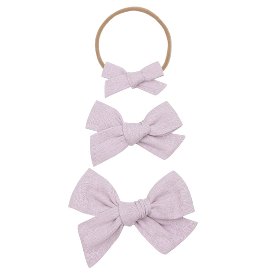 Linen Bow - Lavender Headband - Small