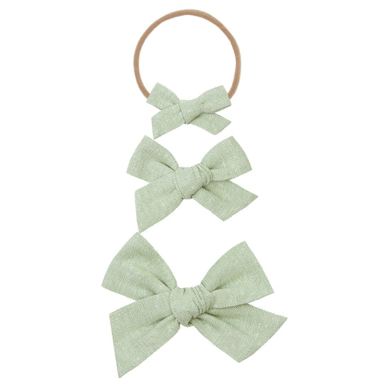 Linen Bow - Sage Headband - Small