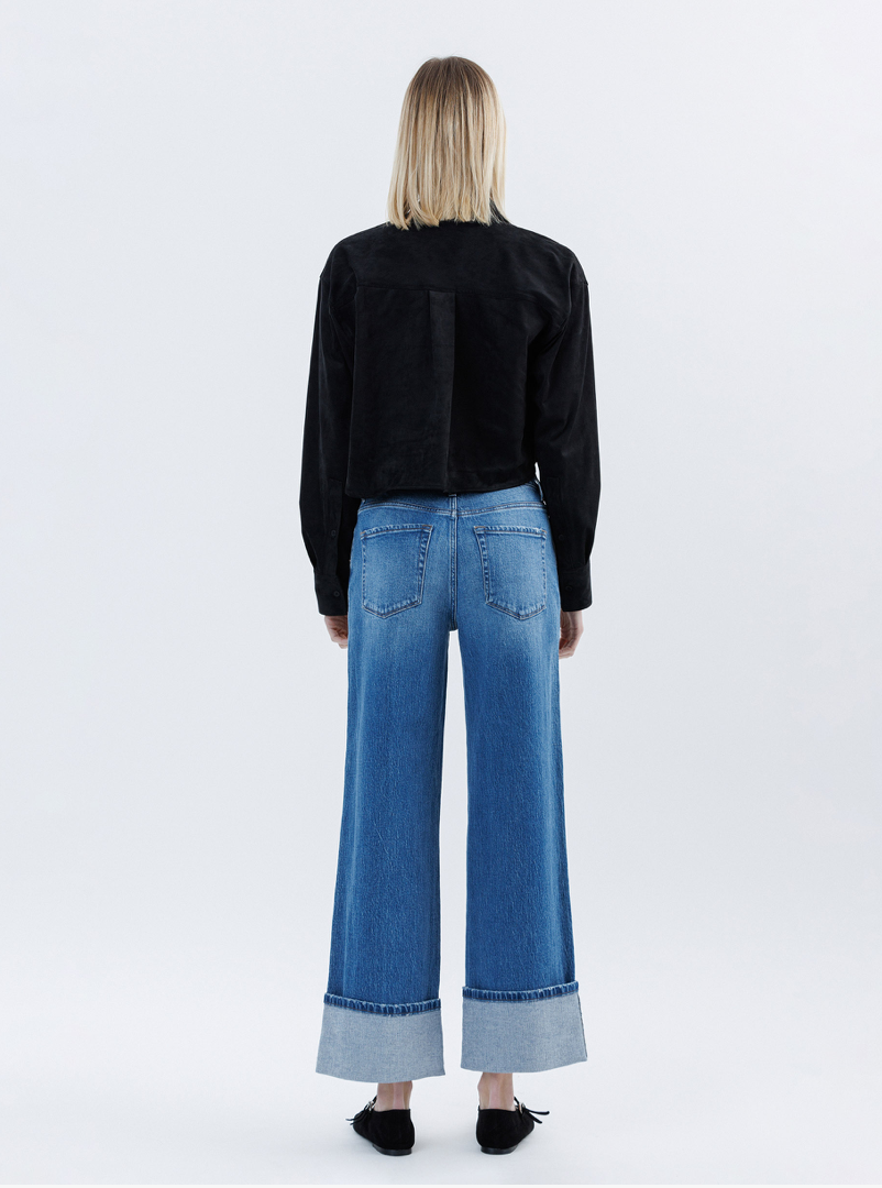 Super High Rise Cuffed Baggy Wide Jeans