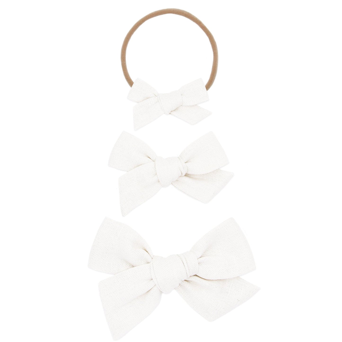 Linen Bow - White Headband - Small