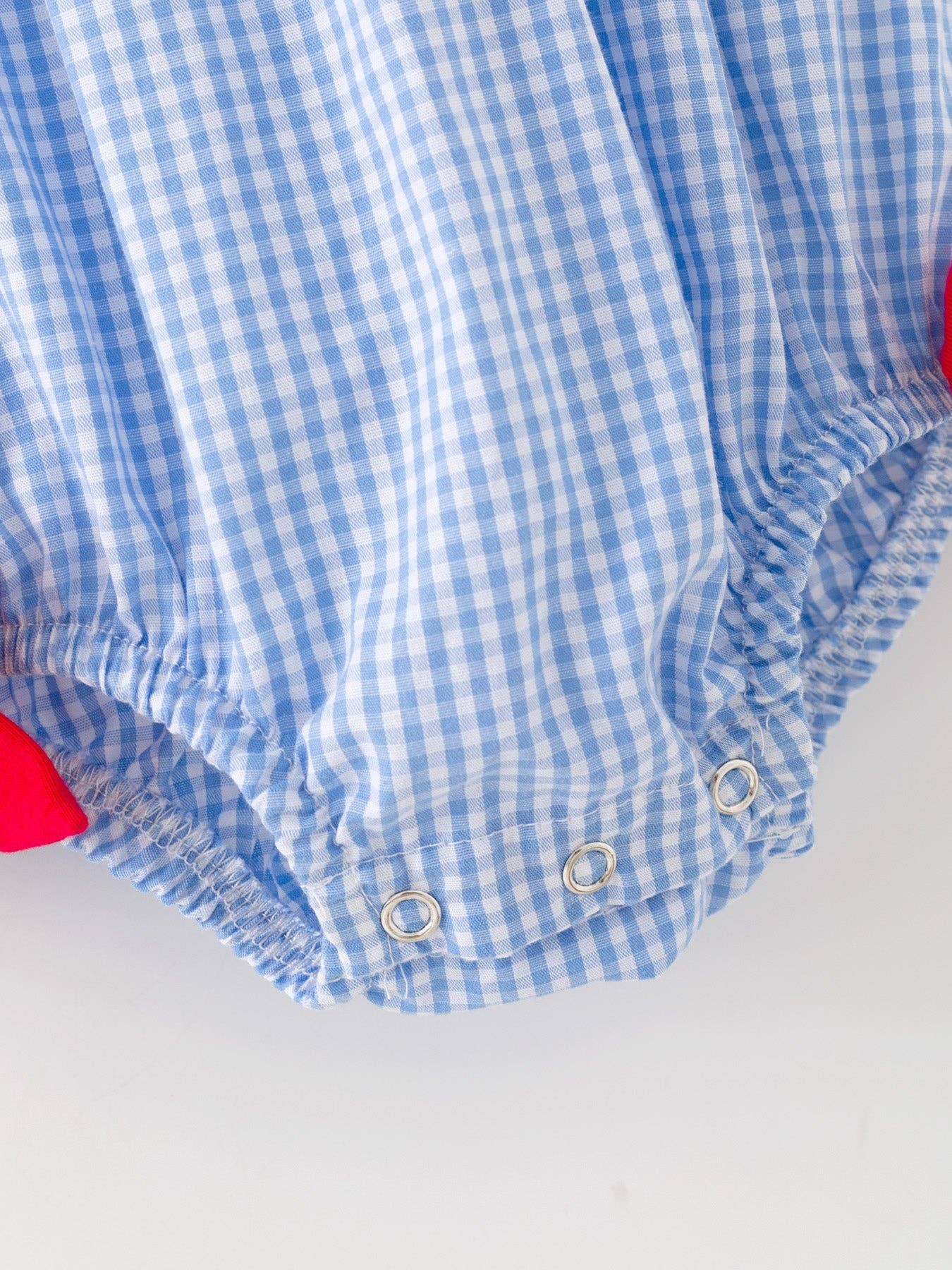 6M Baby Girls Baseball Smocked Romper – Blue Plaid Summer Outfit