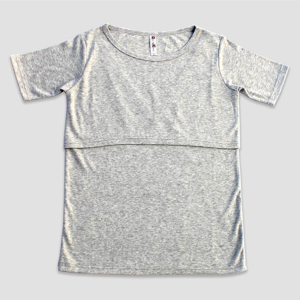 Black Heather / Small: Maternity Nursing Top Breastfeeding Shirt - OPEN SIZING