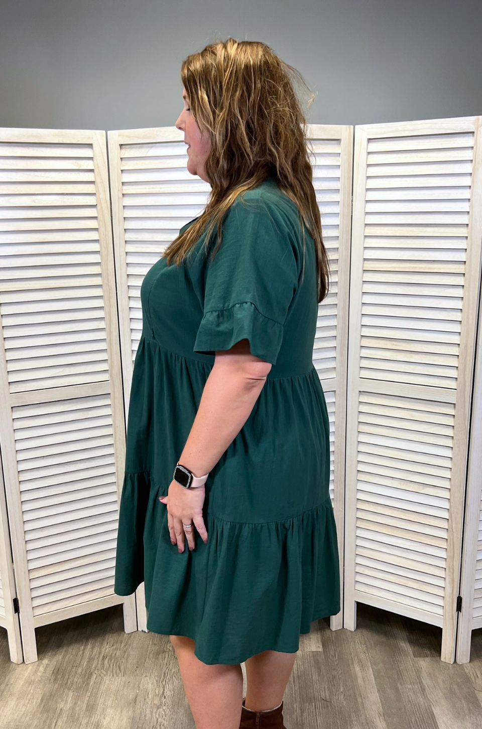 Bell Sleeve- Green: XL (16/18): Nursing Dress With Pockets