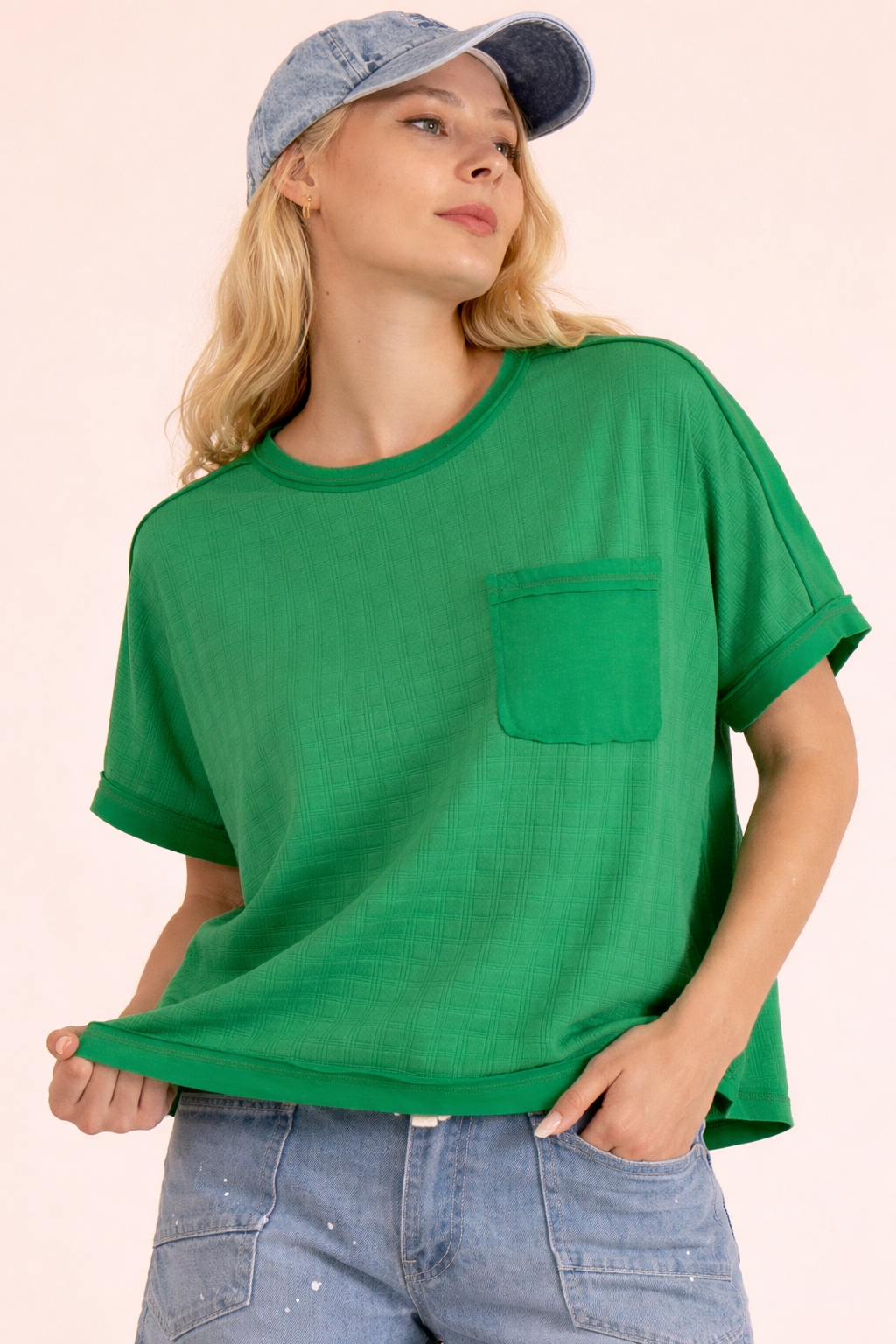 Dolman Sleeve Textured Knit Casual Top