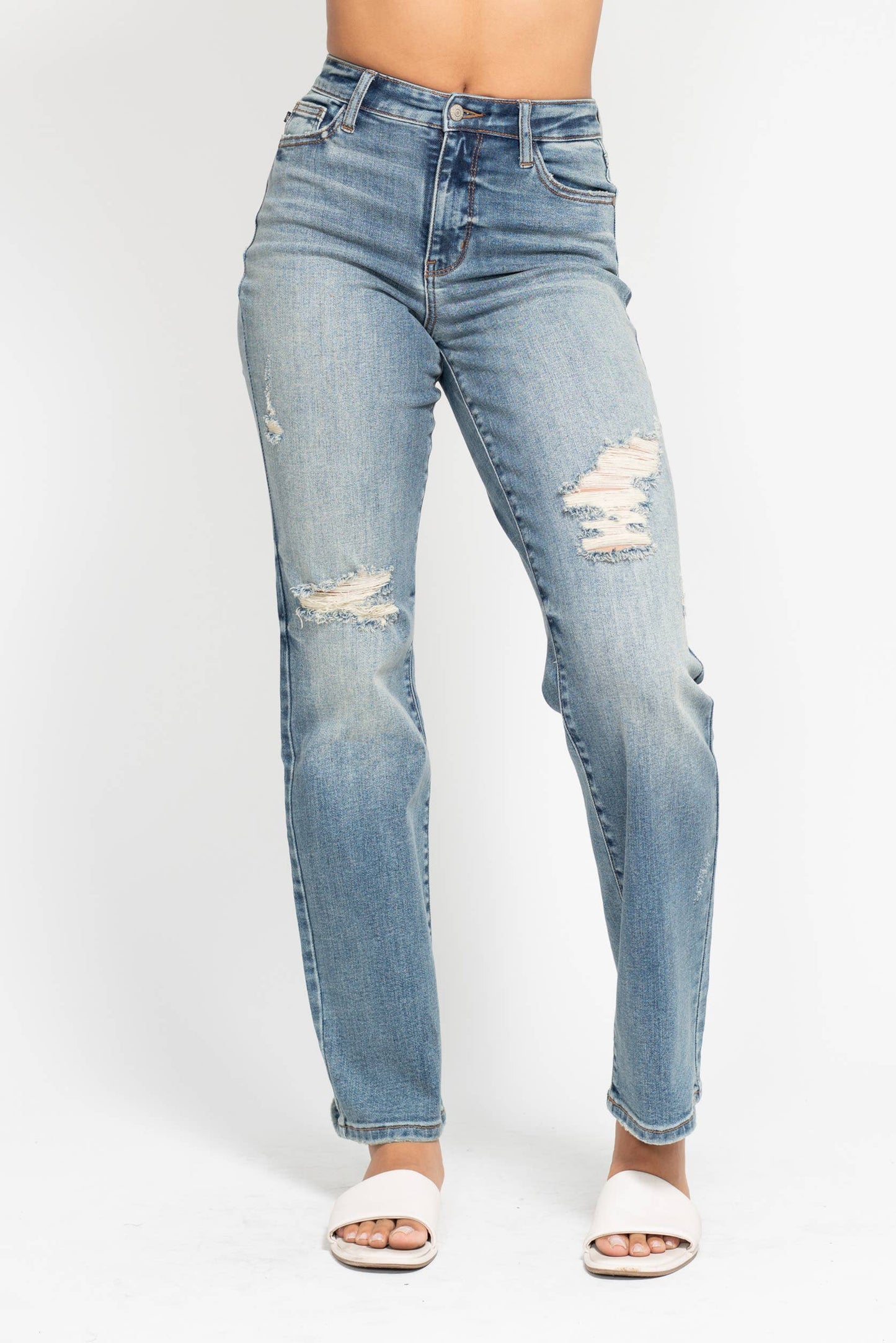 High Waisted Dad Straight Jean: MD / 5(27)