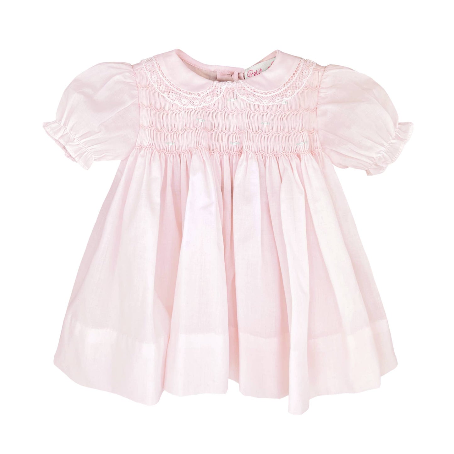 Fully Smocked Dress with Lace: Pink / 3 Month