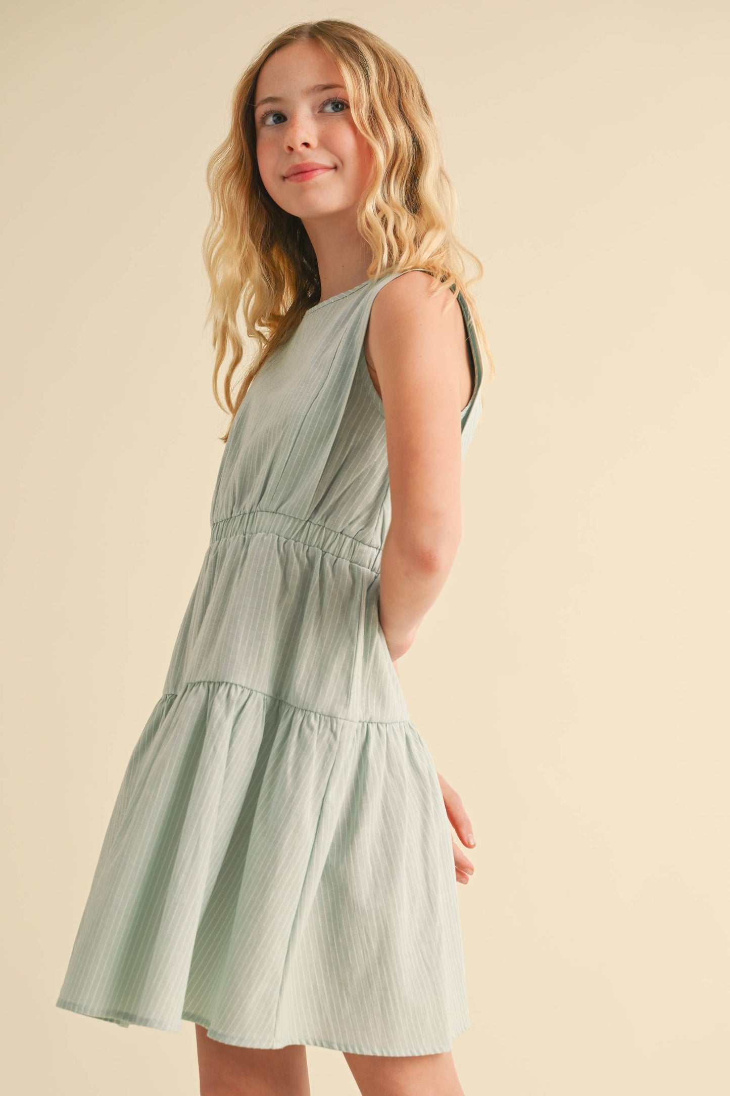 TWEEN GIRLS KIDS 2 TIER KNEE LENGTH DRESS (7/14): 13/14