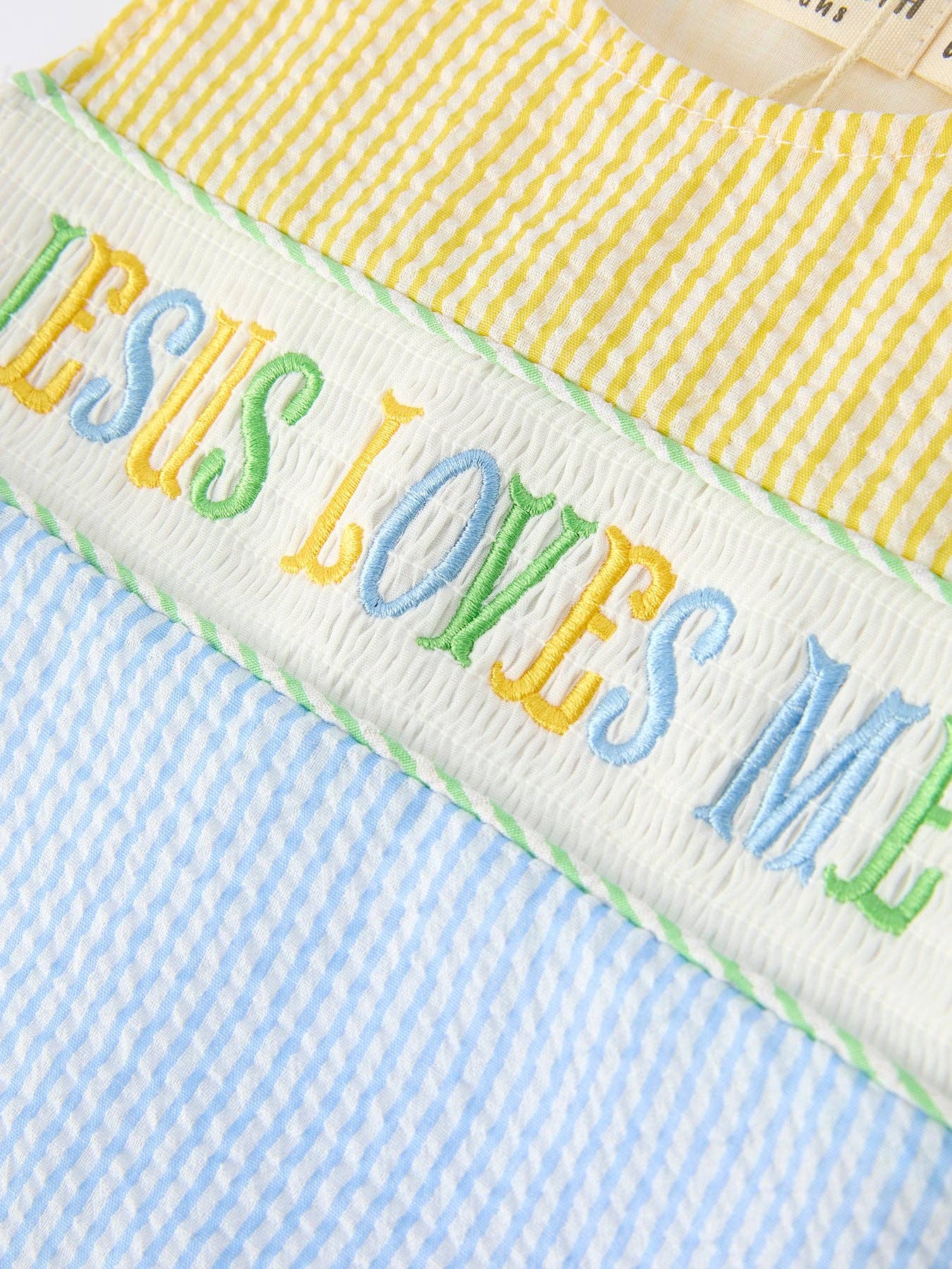 "Jesus Loves Me "Embroidered Baby Boy Romper: 6M