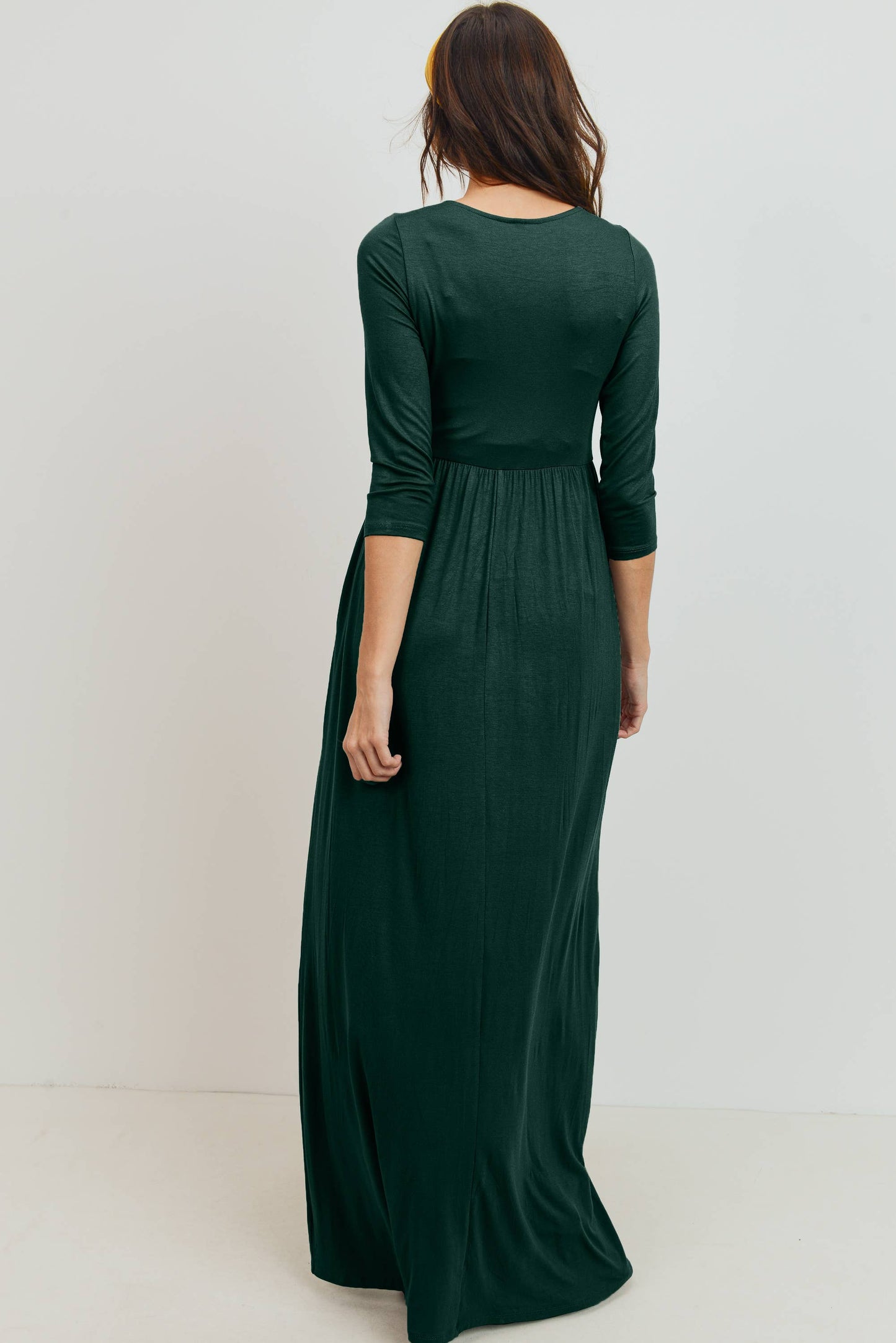 Navy / L: Surplice Quarter Sleeve Nursing Maxi Dress