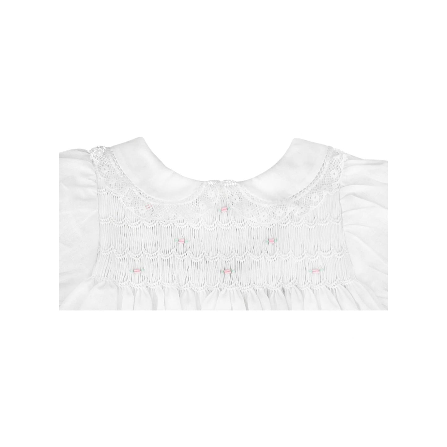 Fully Smocked Dress with Lace: Pink / 9 Month