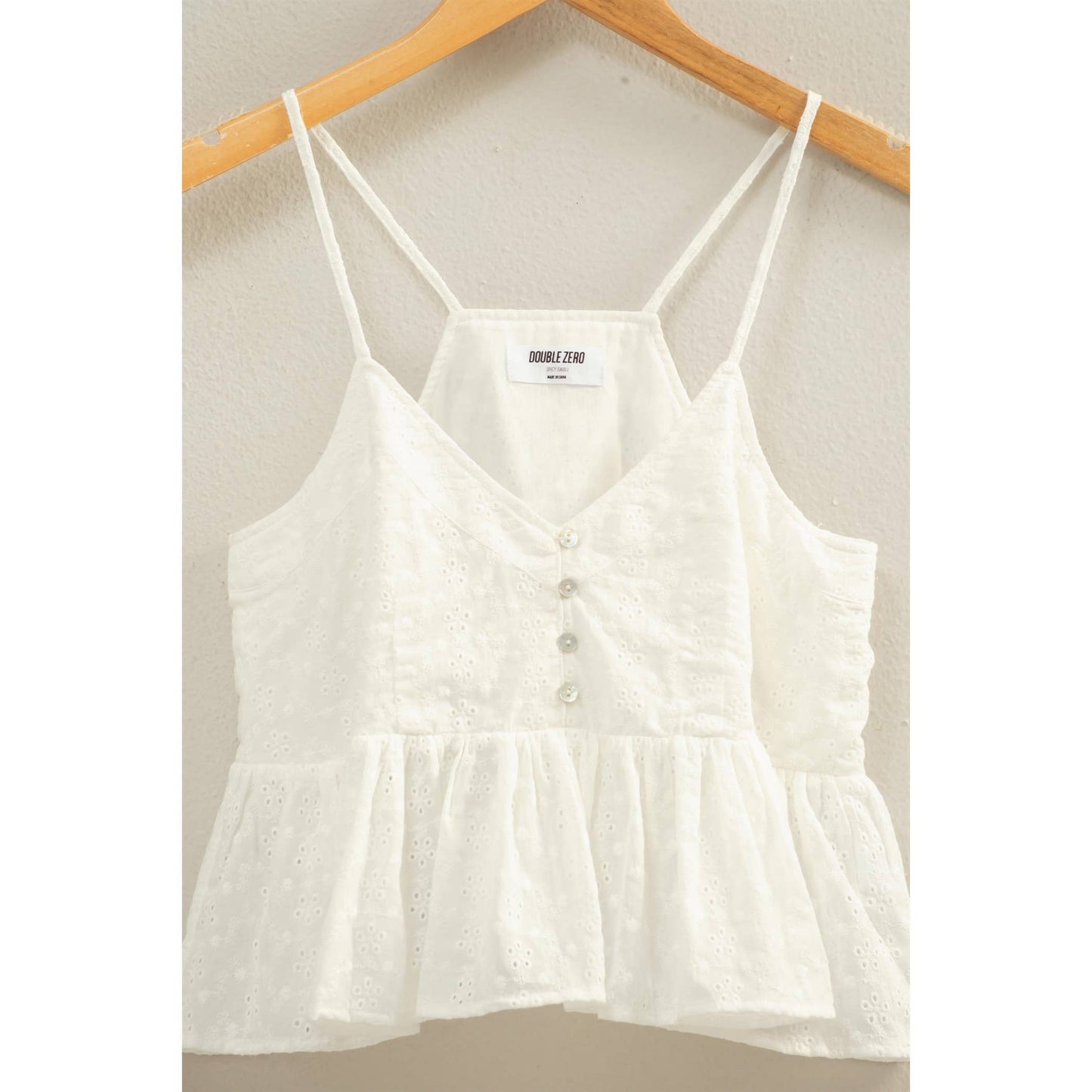Eyelet Button Detail Peplum Top