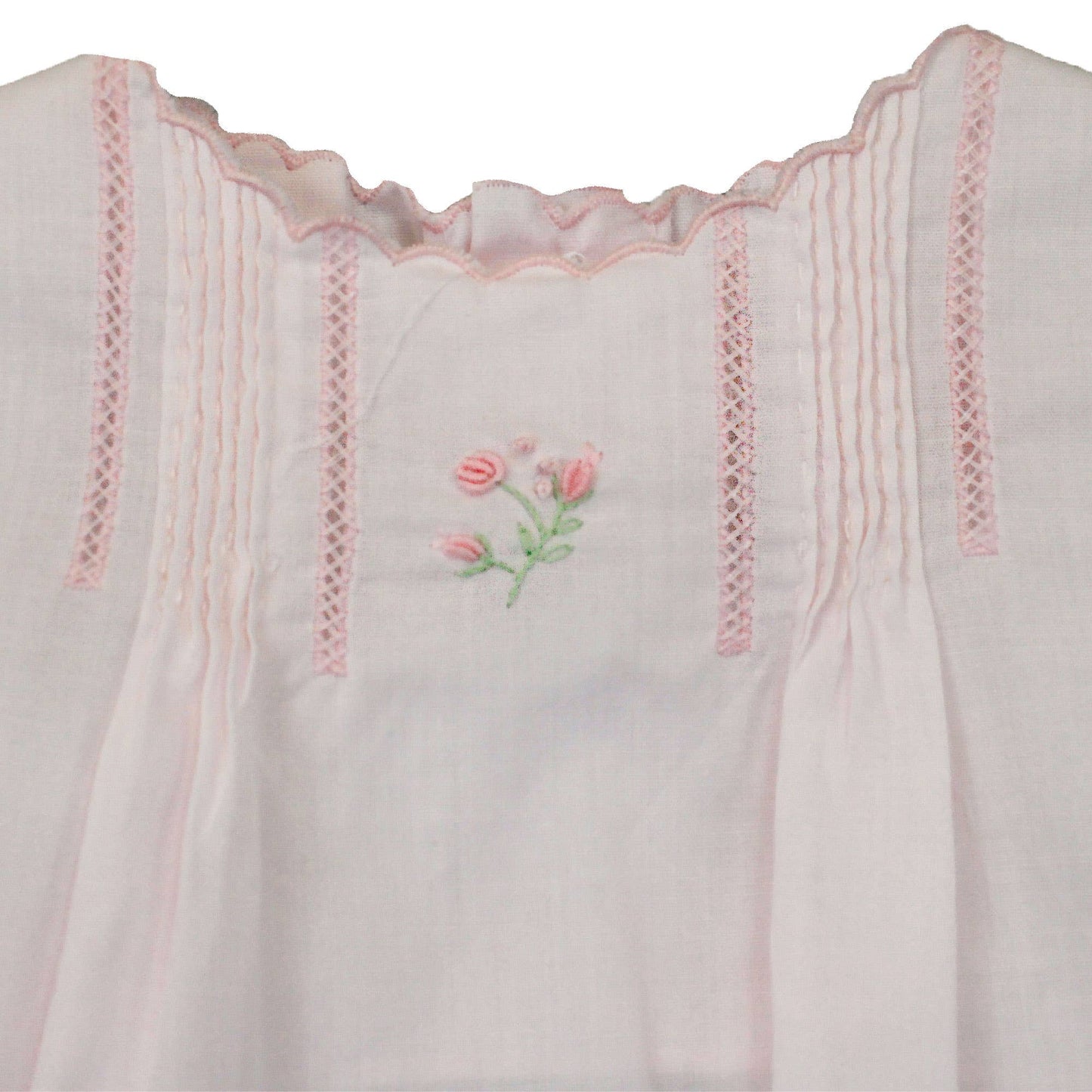 Flower Embroidered Heirloom Diaper Set: White / Newborn