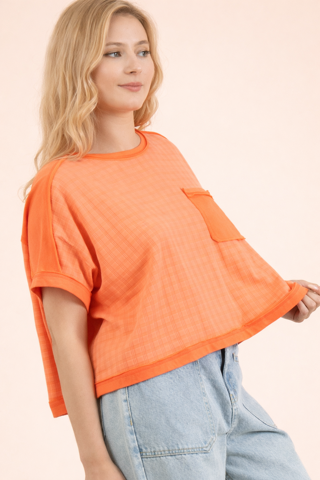 Dolman Sleeve Textured Knit Casual Top
