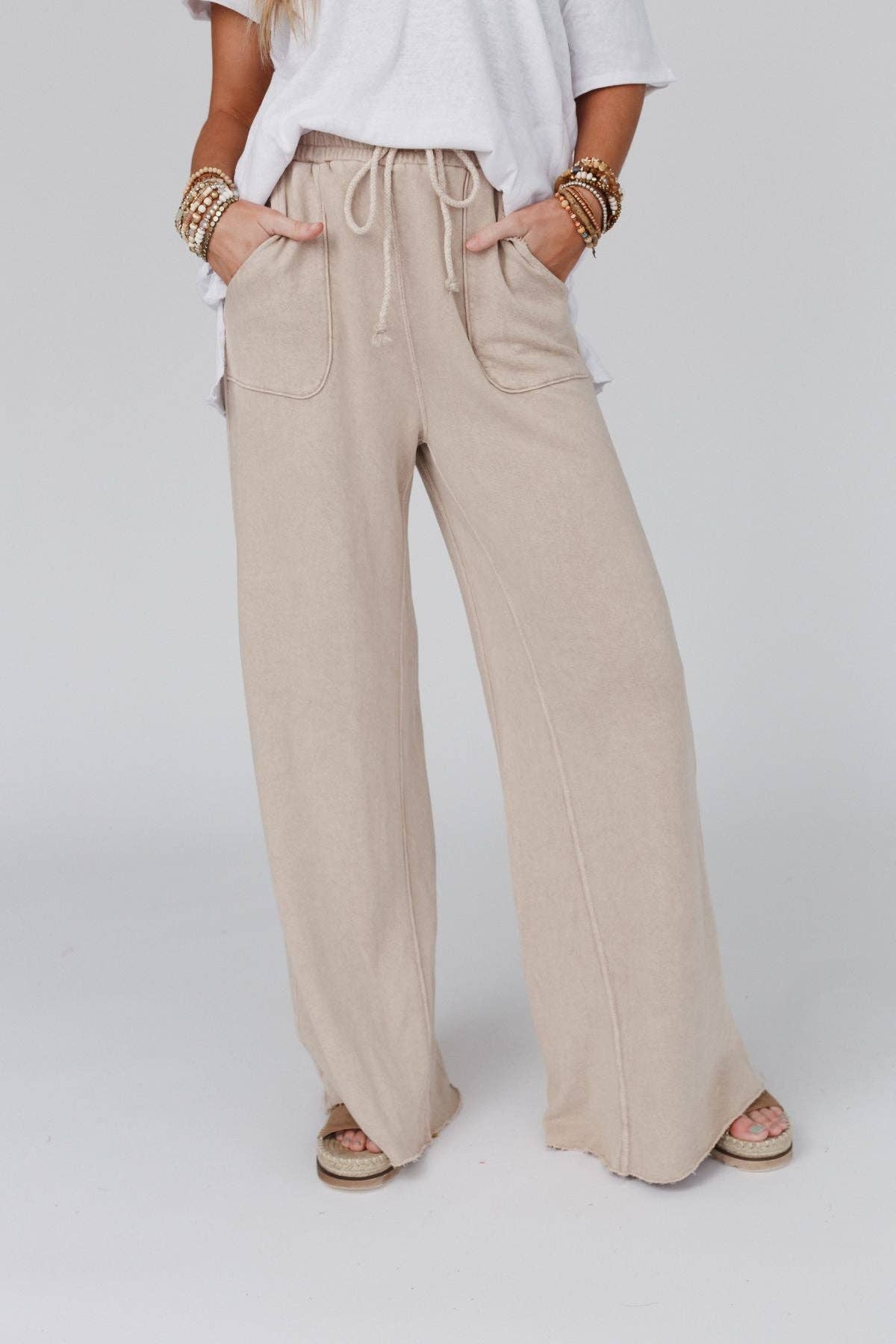 Relaxing Robin Wide Leg Pant - New Taupe: XL