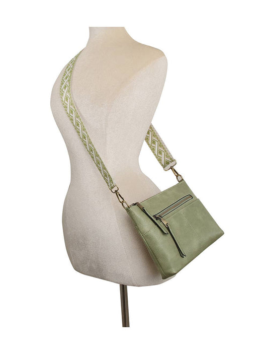 Boxy Rectangular Guitar Strap Crossbody Bag: Sage