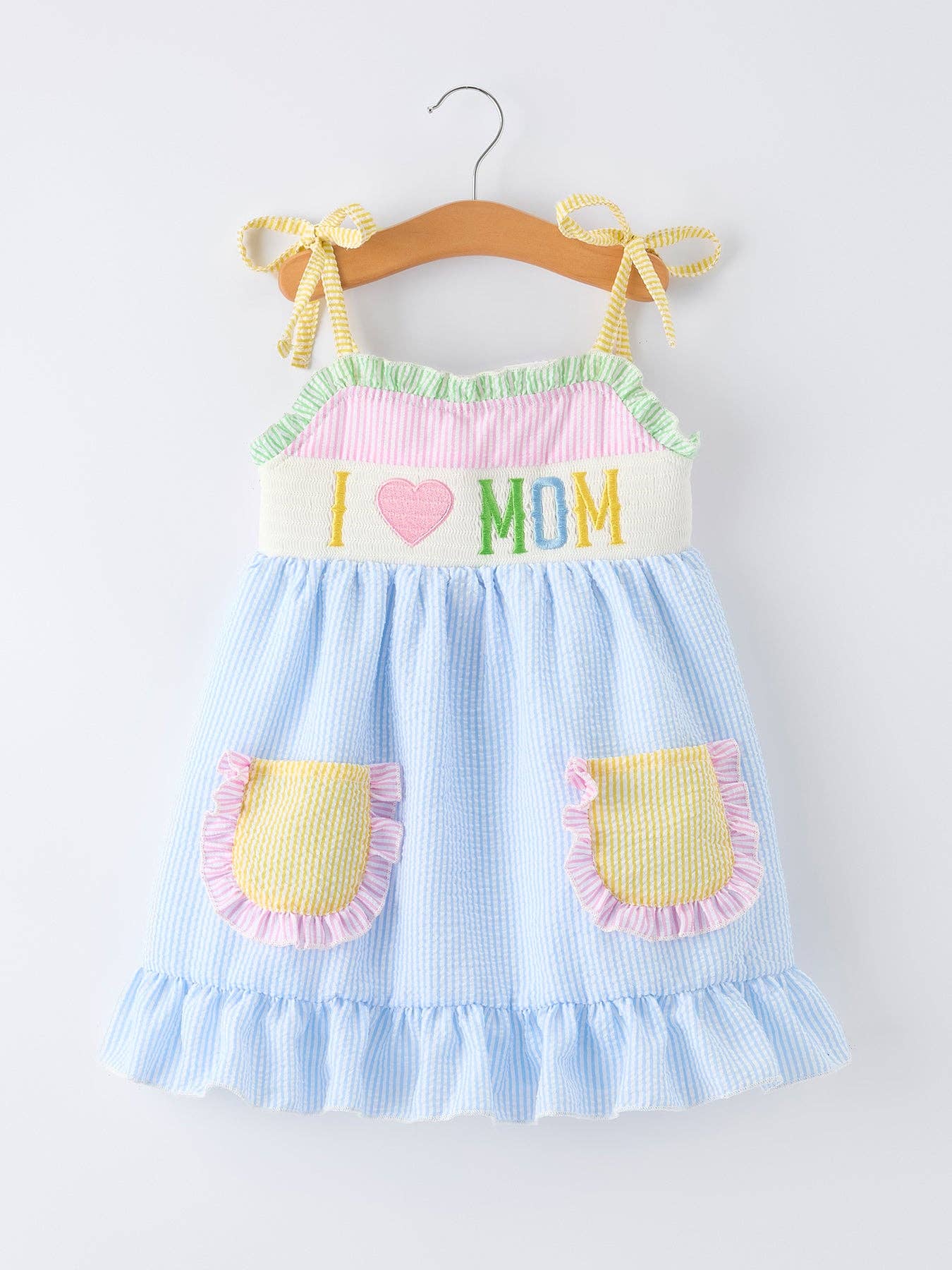 “I ❤ MOM” Smocked Girls Dress