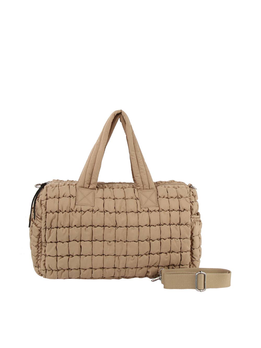 Puffy Grid Quilted Duffel Bag: Navy