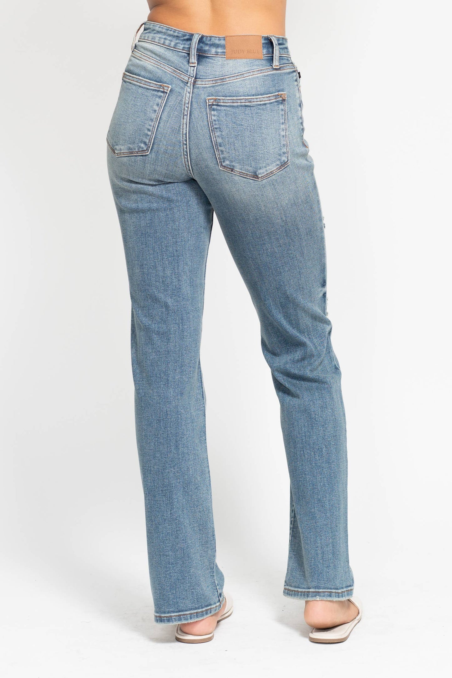 High Waisted Dad Straight Jean: MD / 7(28)