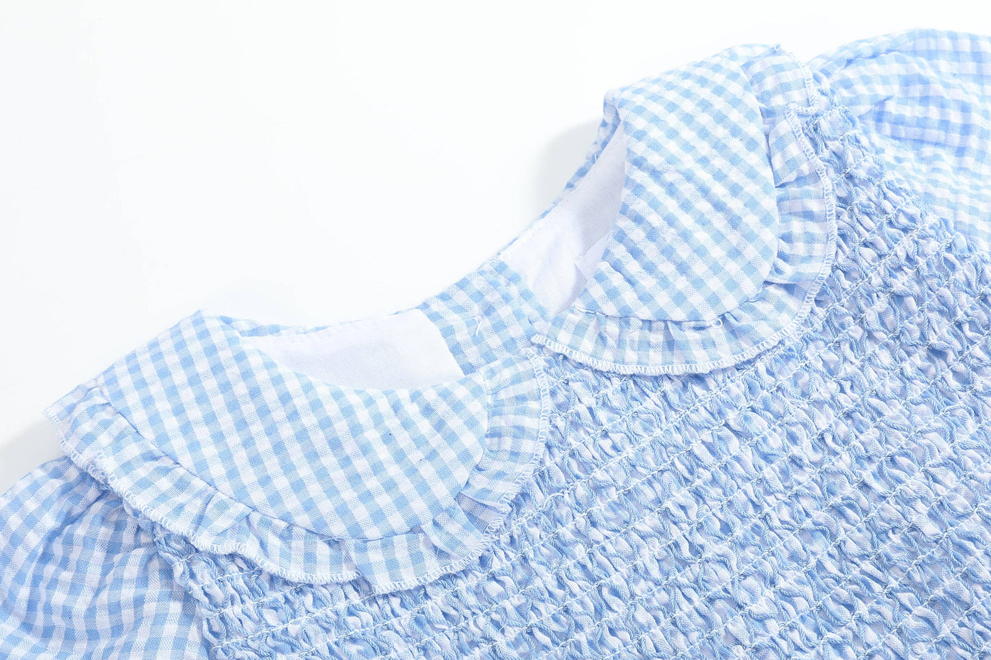 (6-12m) Light Blue Gingham Smocked Dress: 6-12M